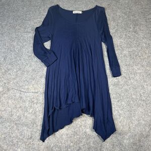 Veronica M Tunic Top Womens Small Navy Blue Scoop Neck Blouse